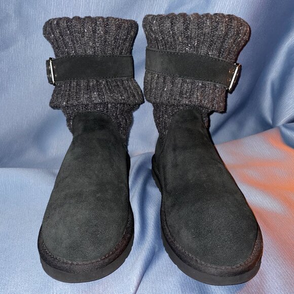 UGG Black Waterproof CAMBRIDGE Suede & Knit Boot S/N 1003175, Women Size 7 - Picture 3 of 16